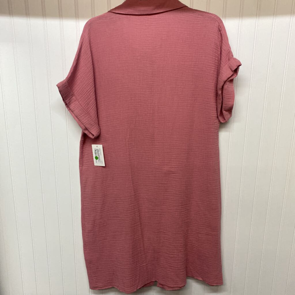 SHORT SLEEVE BUTTON UP LONG DRESS