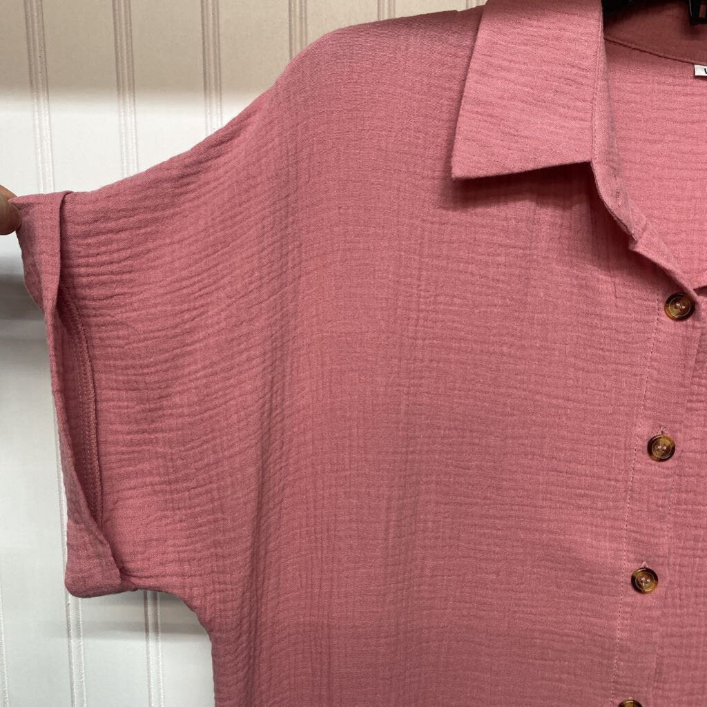SHORT SLEEVE BUTTON UP LONG DRESS