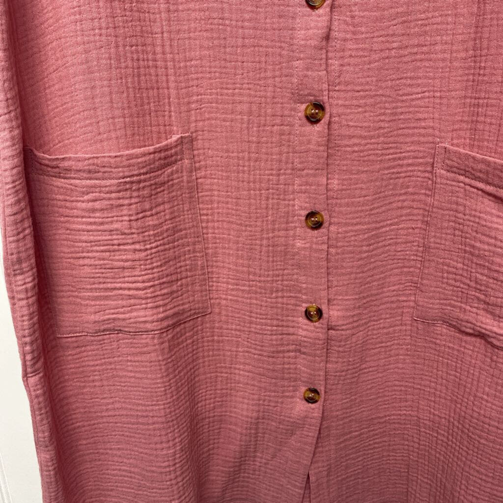 SHORT SLEEVE BUTTON UP LONG DRESS