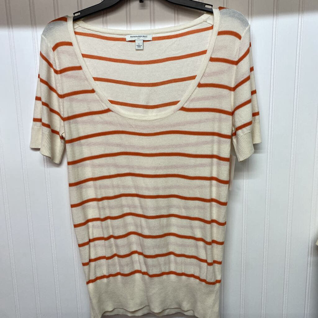 SHORT SLEEVE STRIPED SWEATER