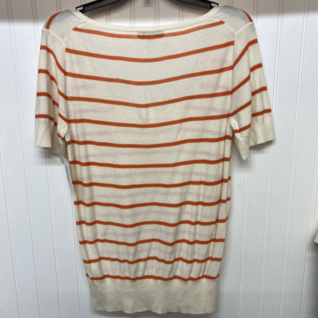 SHORT SLEEVE STRIPED SWEATER
