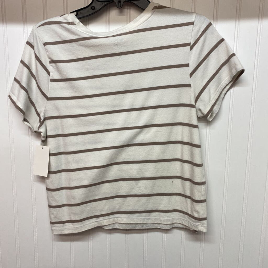 WHITE WITH BROWN STRIPPES SHIRT