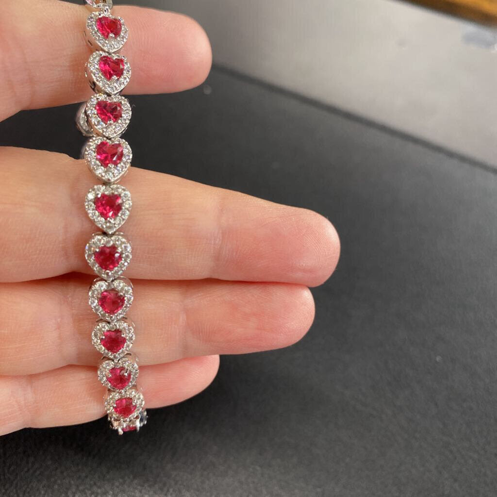 SILVER/PINK TENNIS BRACELET