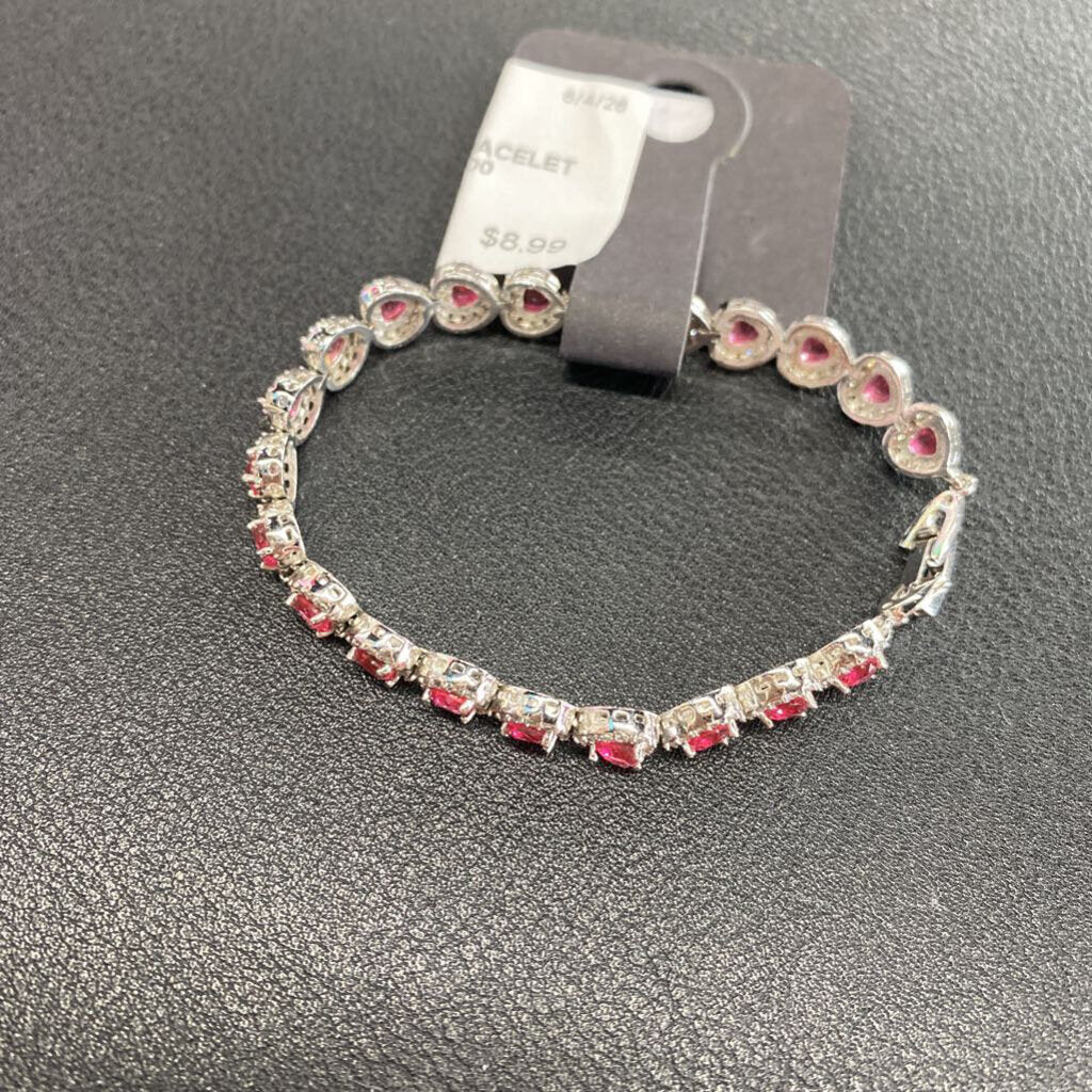 SILVER/PINK TENNIS BRACELET
