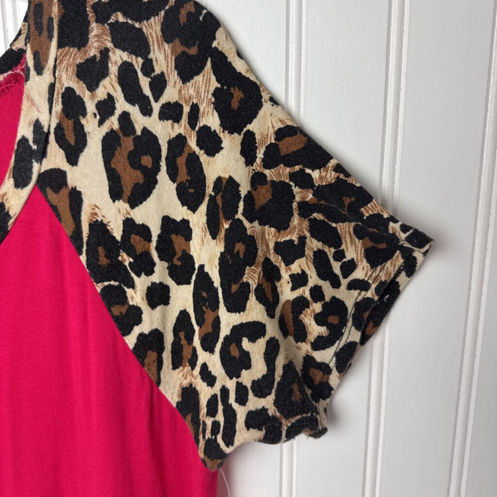 PINK WITH CHEETA SLEEVES
