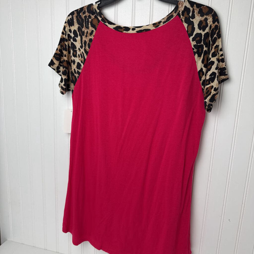 PINK WITH CHEETA SLEEVES