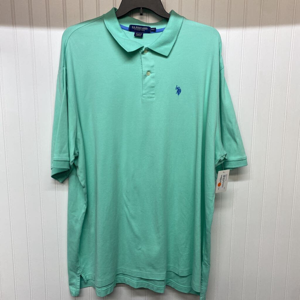 teal polo shirt