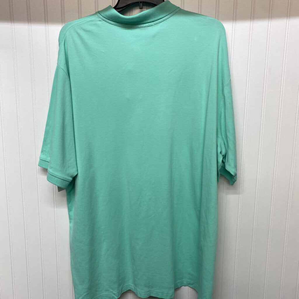 teal polo shirt