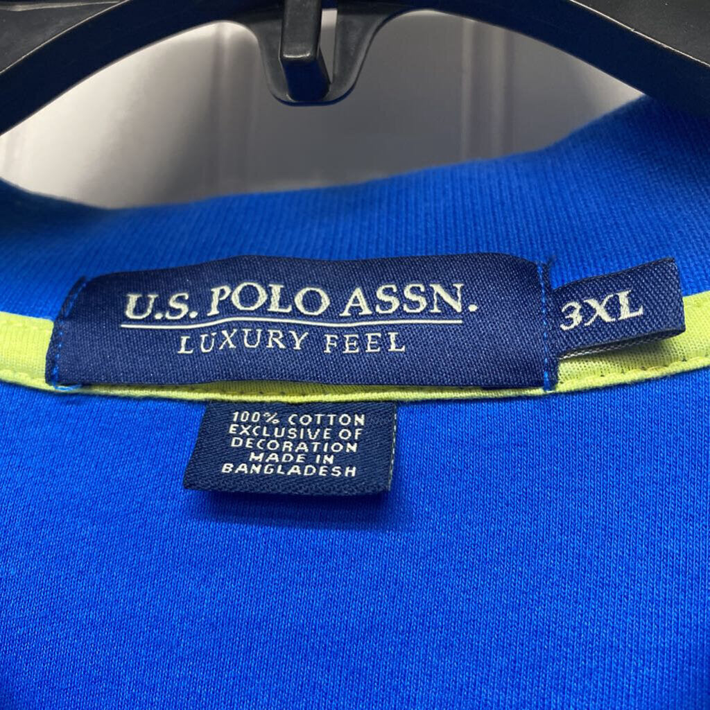 blue polo shirt