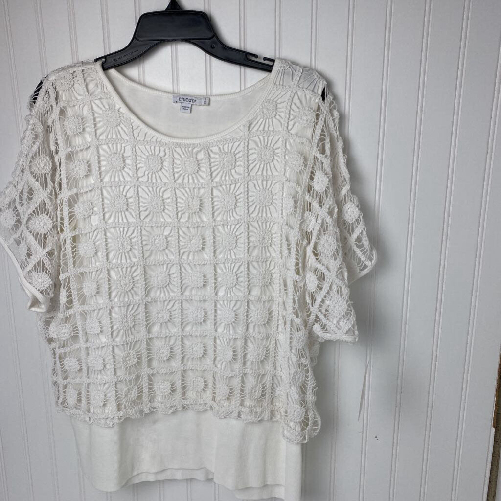 SHORT SLEEVE LACE TOP