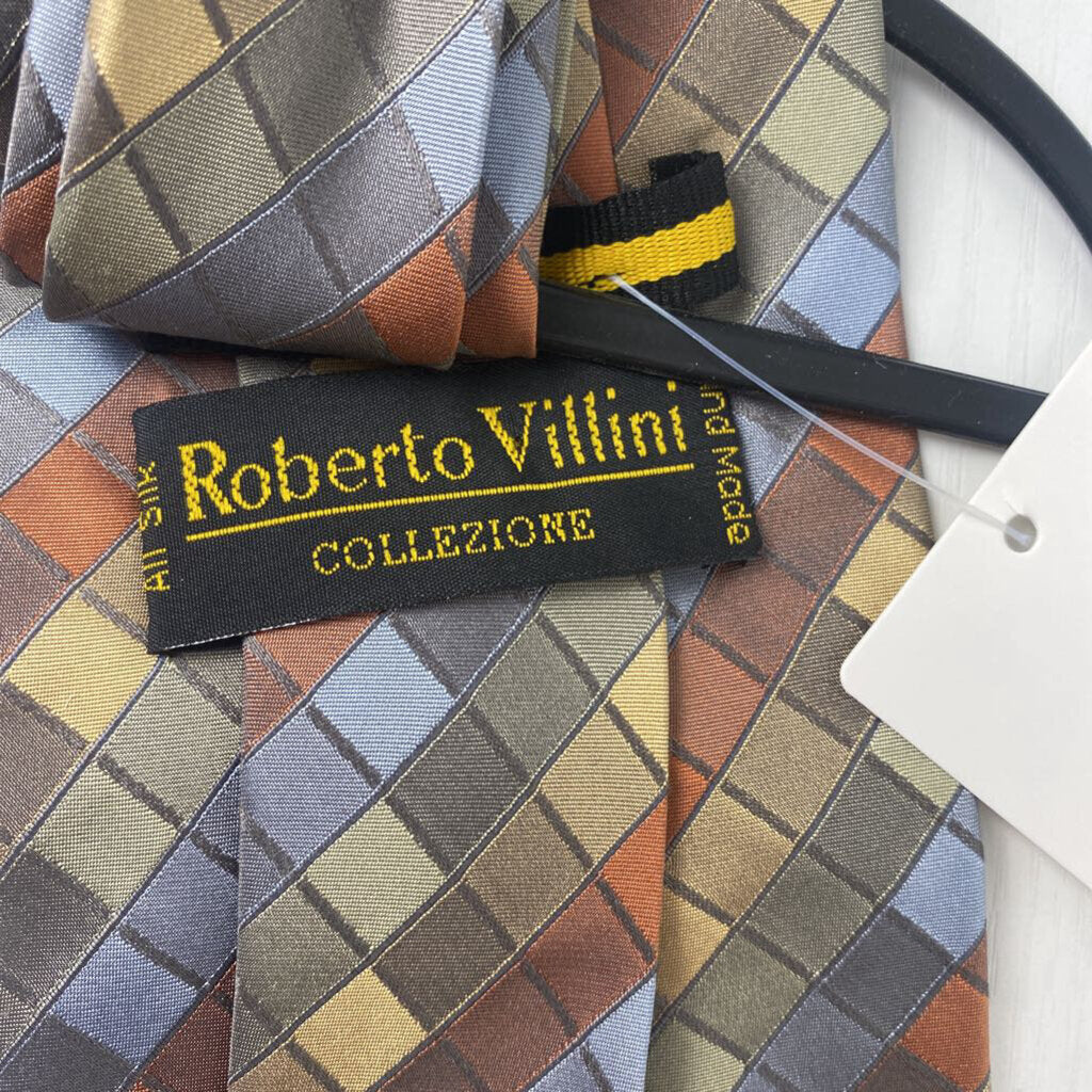 *MENS TIE BLOCK PATTERN BLUE,ORANGE, YELLOW,GREEN