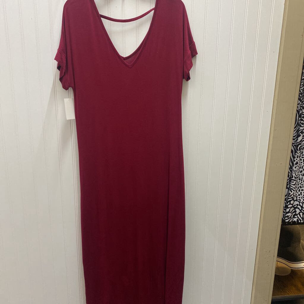SHORT SLEEVE V NECK LONG DRESS