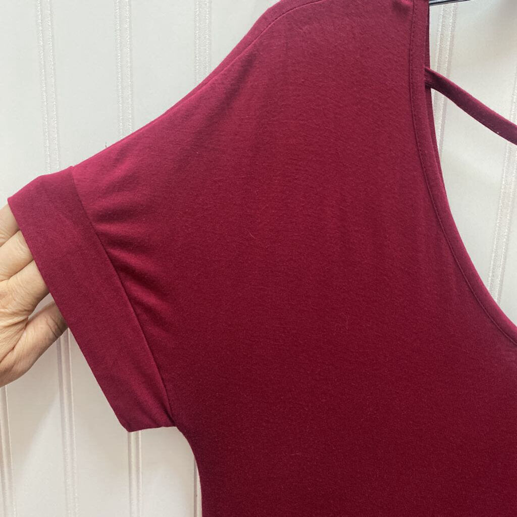 SHORT SLEEVE V NECK LONG DRESS