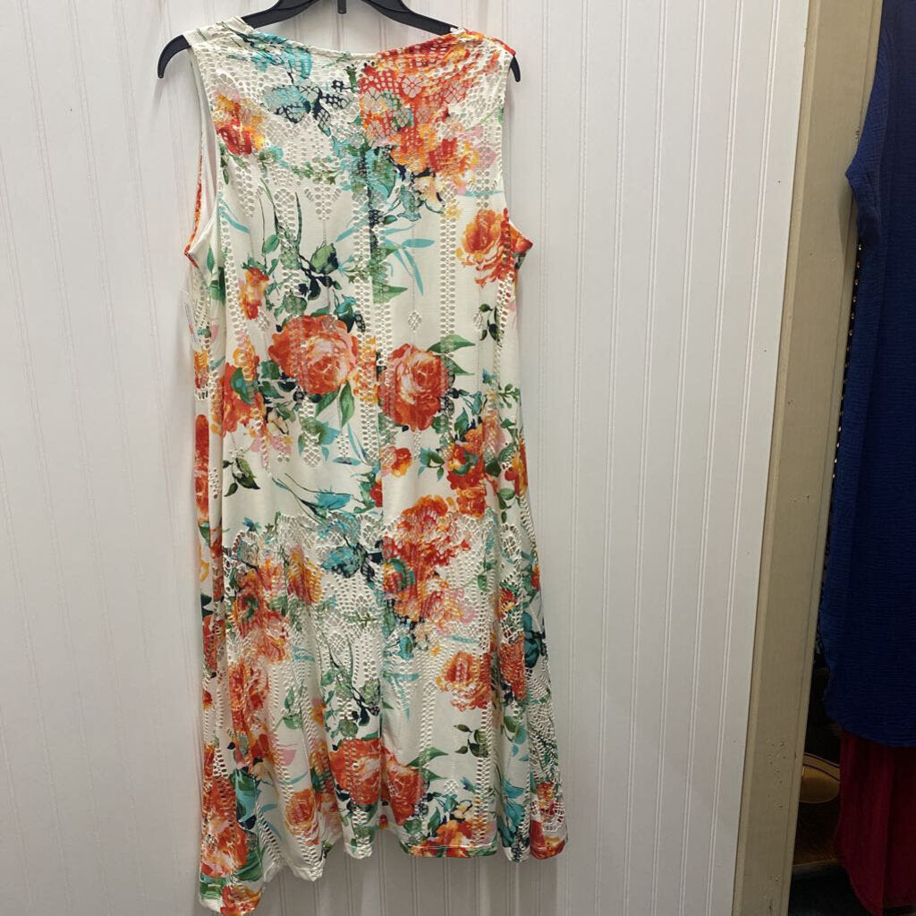 FLORAL SLEEVELESS MIDI DRESS