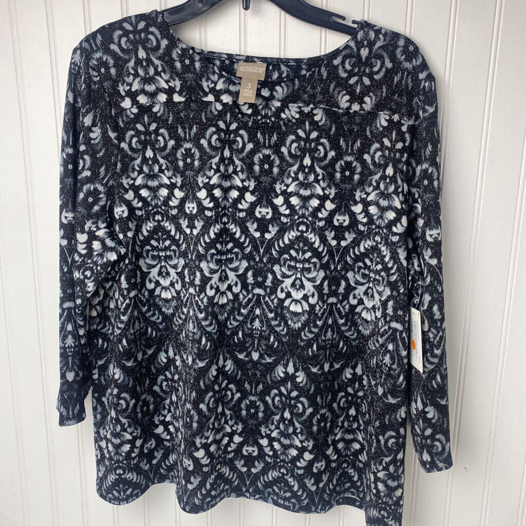 LONG SLEEVE SPARKLY KEYHOLE TOP