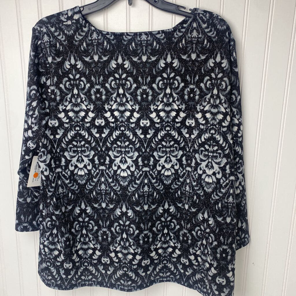 LONG SLEEVE SPARKLY KEYHOLE TOP