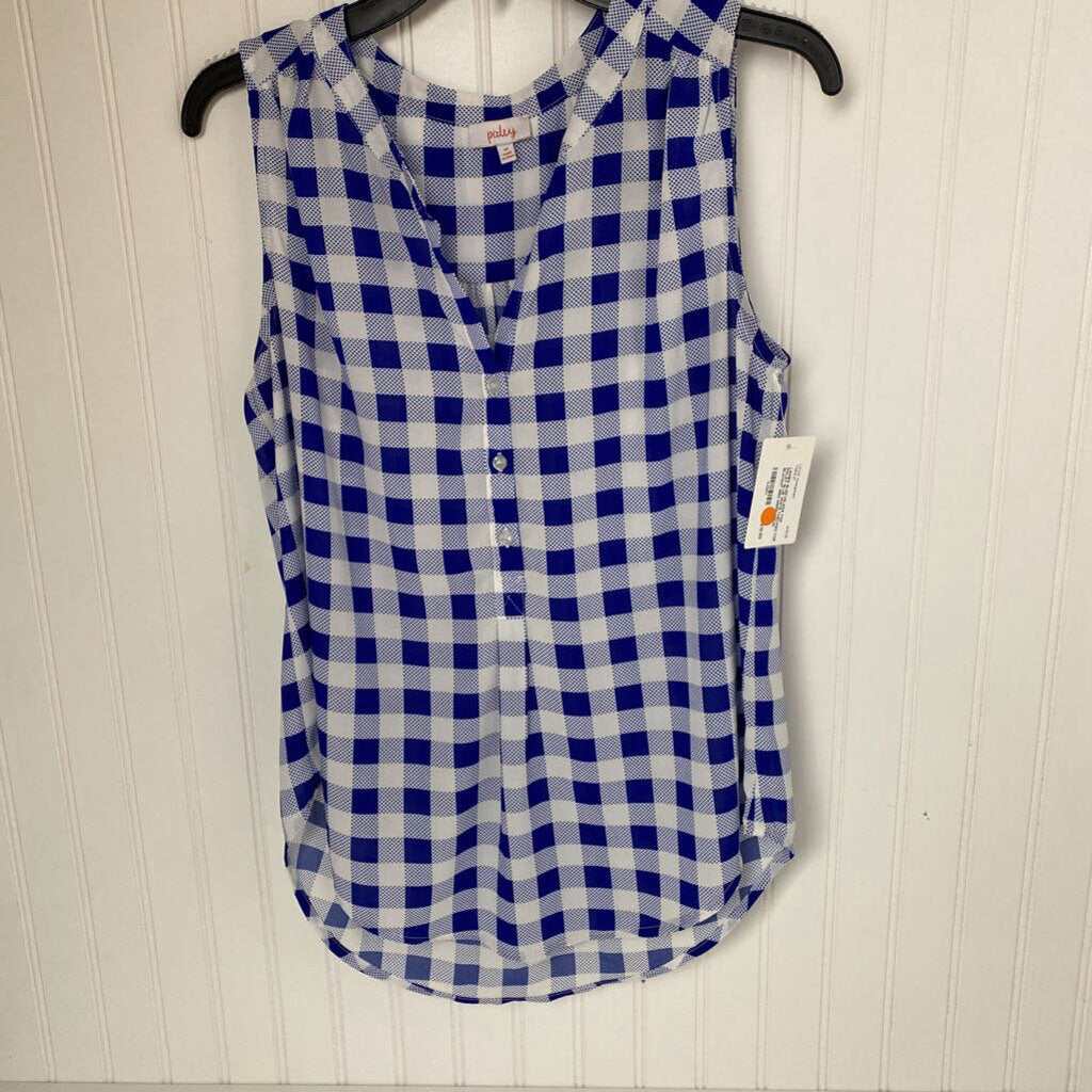 BLUE WHITE CHECKED TOP
