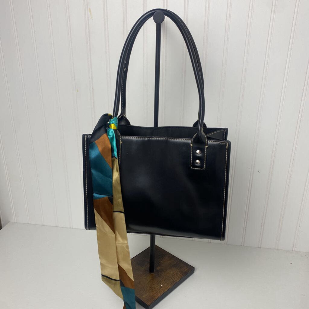 *BLACK SATHCEL HANDBAG WITH SCARF