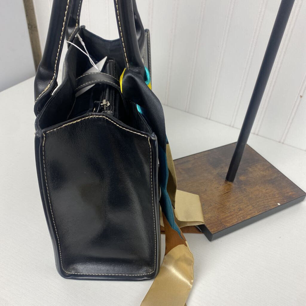 *BLACK SATHCEL HANDBAG WITH SCARF