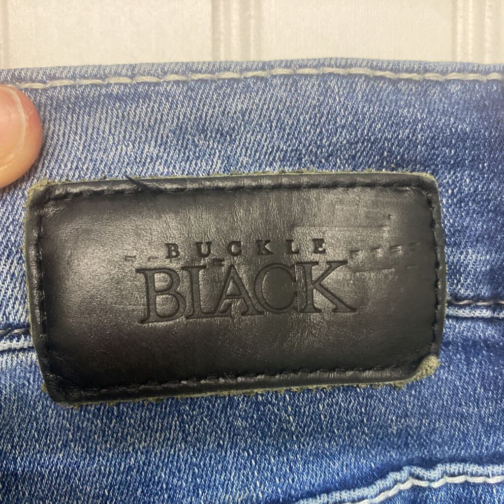 LADIES DENIM BLACK BUCKLE JEANS