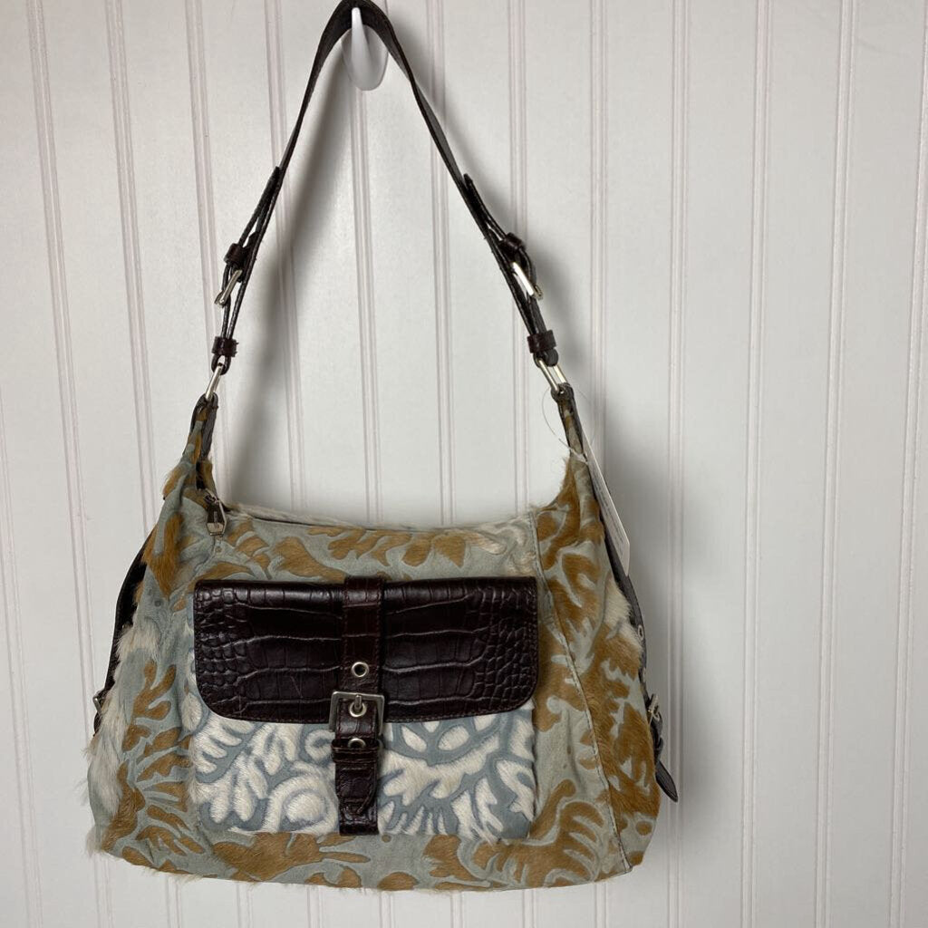FAUX FUR AND LEATHER PURSE