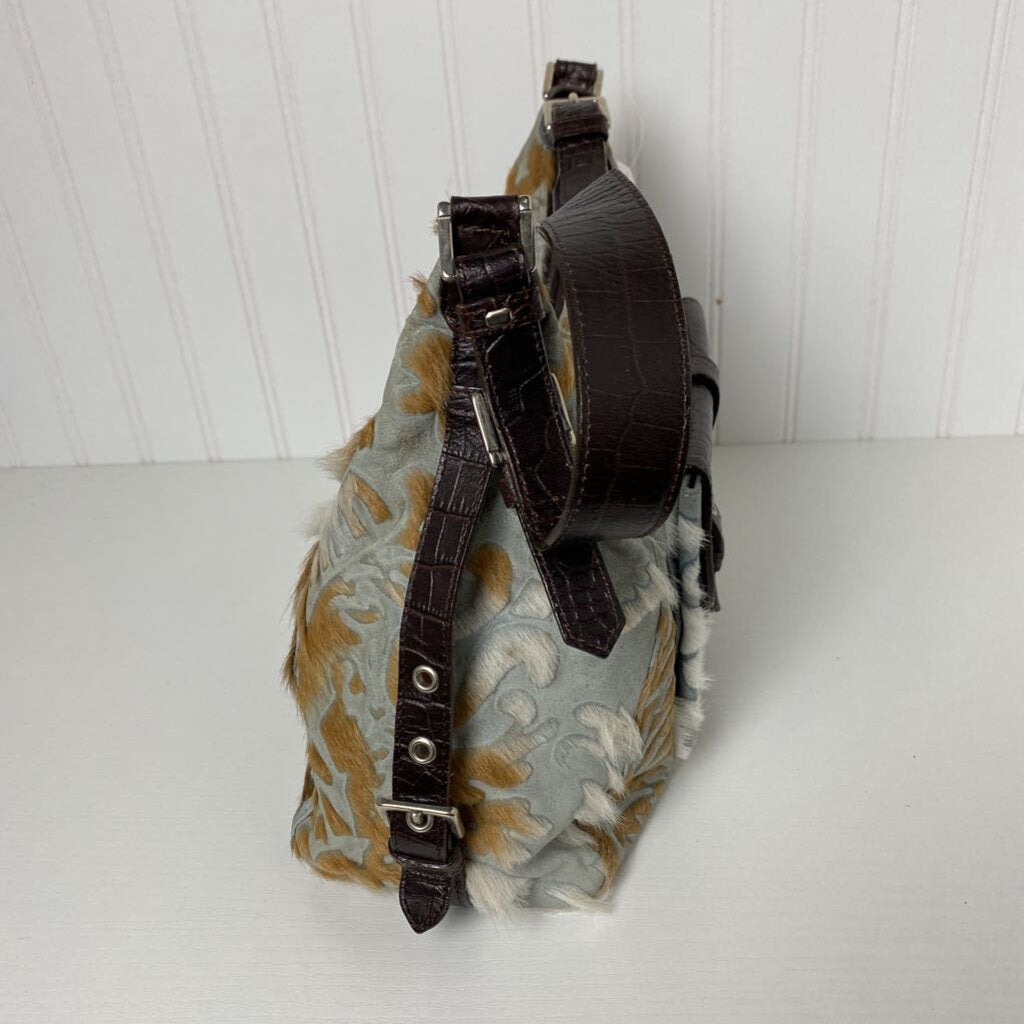 FAUX FUR AND LEATHER PURSE