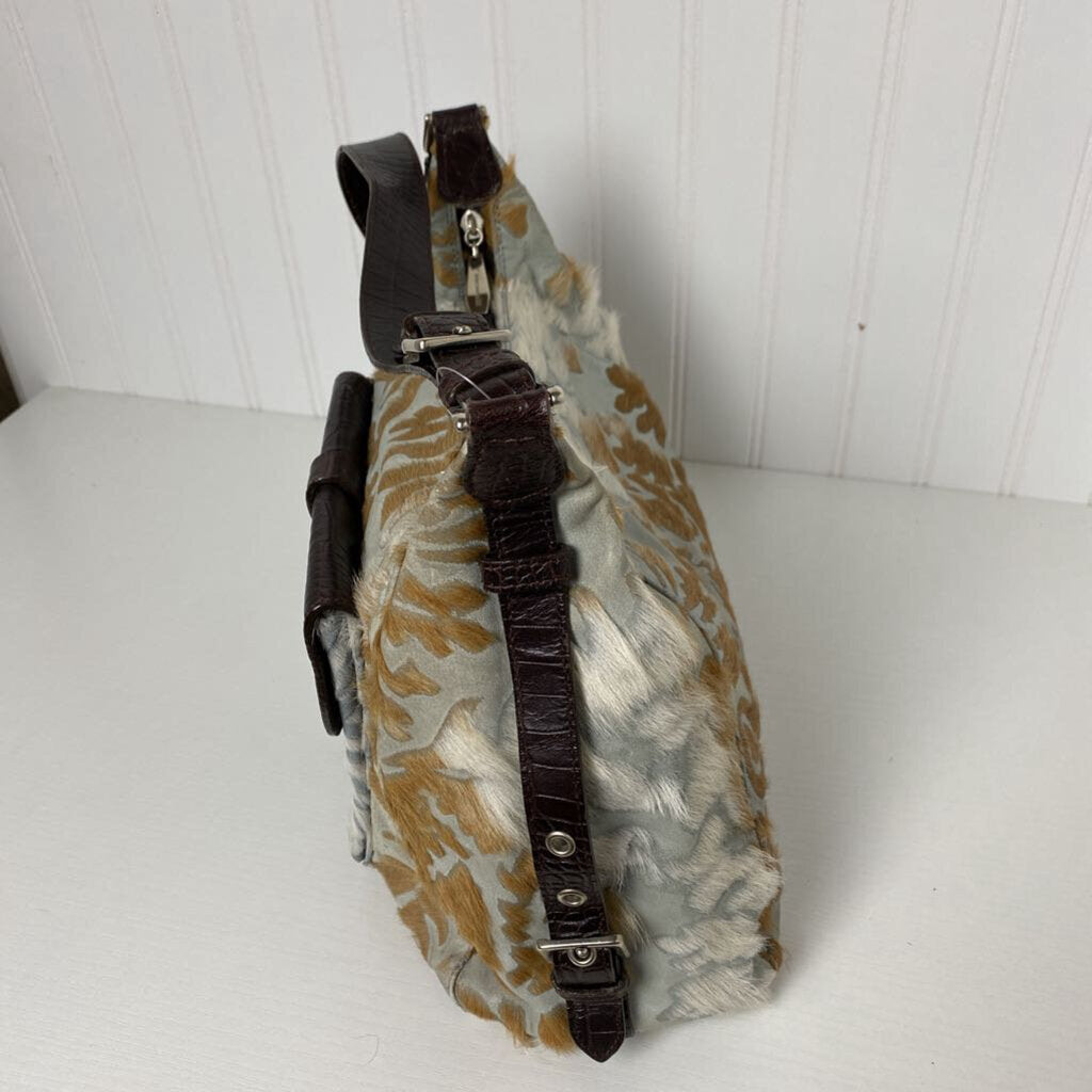 FAUX FUR AND LEATHER PURSE