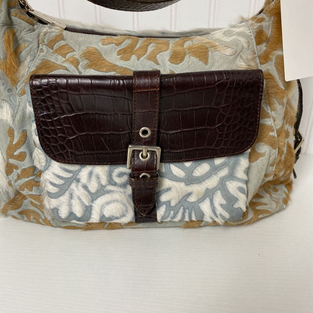 FAUX FUR AND LEATHER PURSE