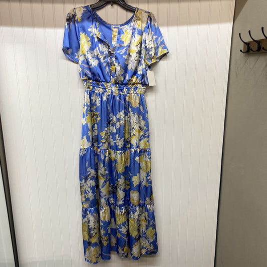 LONG FLORAL SATIN DRESS