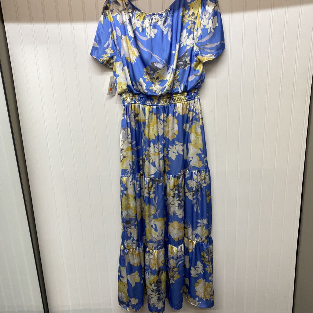LONG FLORAL SATIN DRESS
