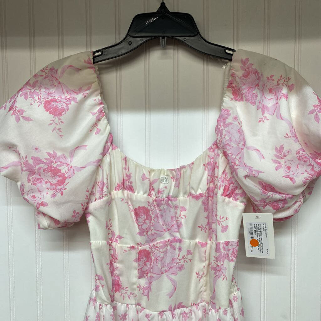 PUFFY SLEEVED RUFFLED DRESS