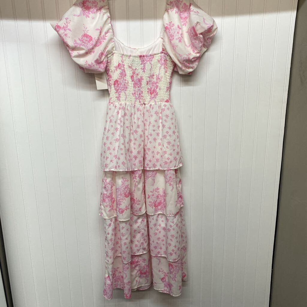 PUFFY SLEEVED RUFFLED DRESS