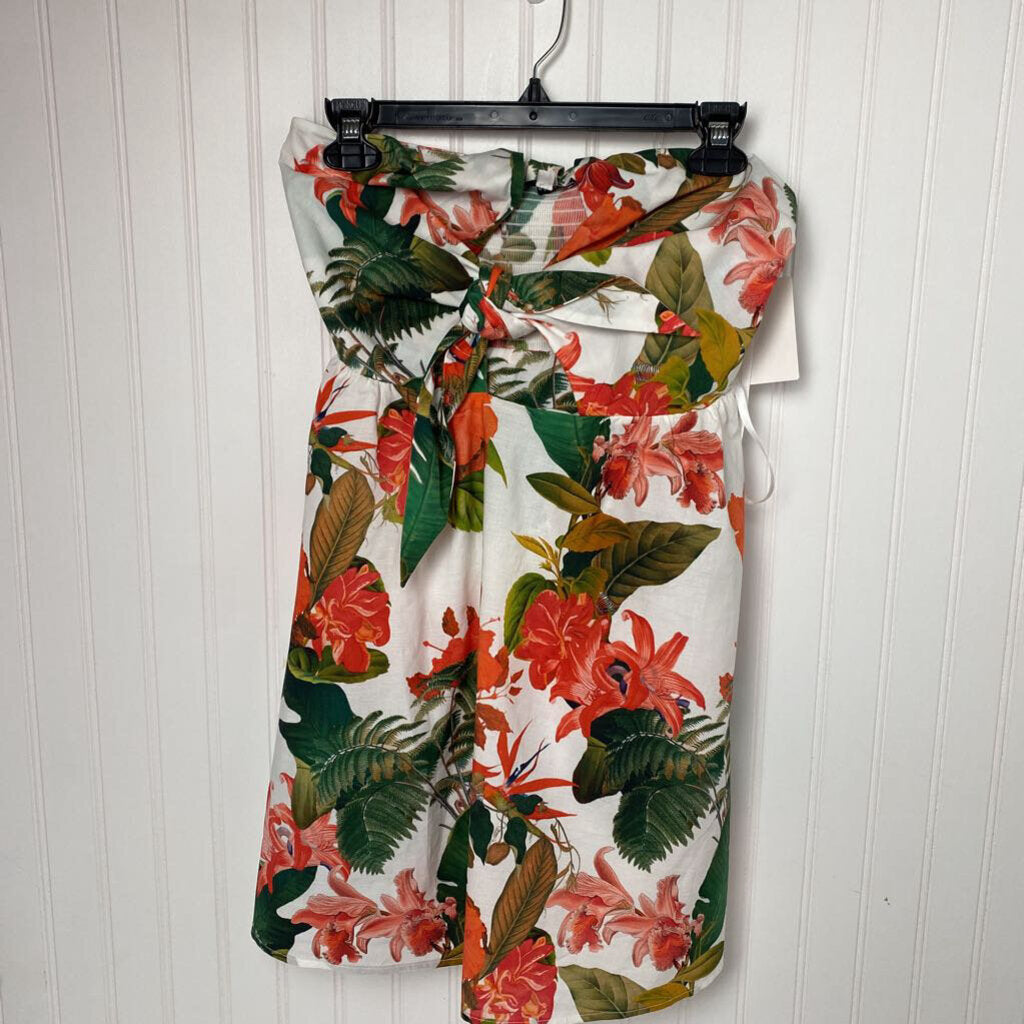 FLORAL STRAPLESS DRESS