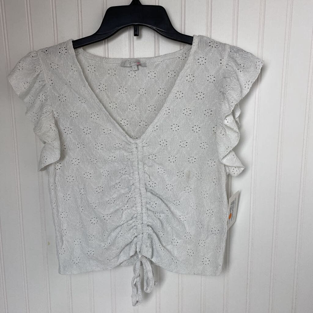 SHORT SLEEVE EYELET TOP