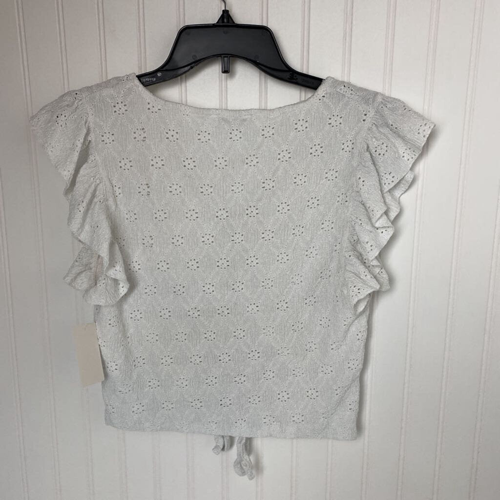 SHORT SLEEVE EYELET TOP