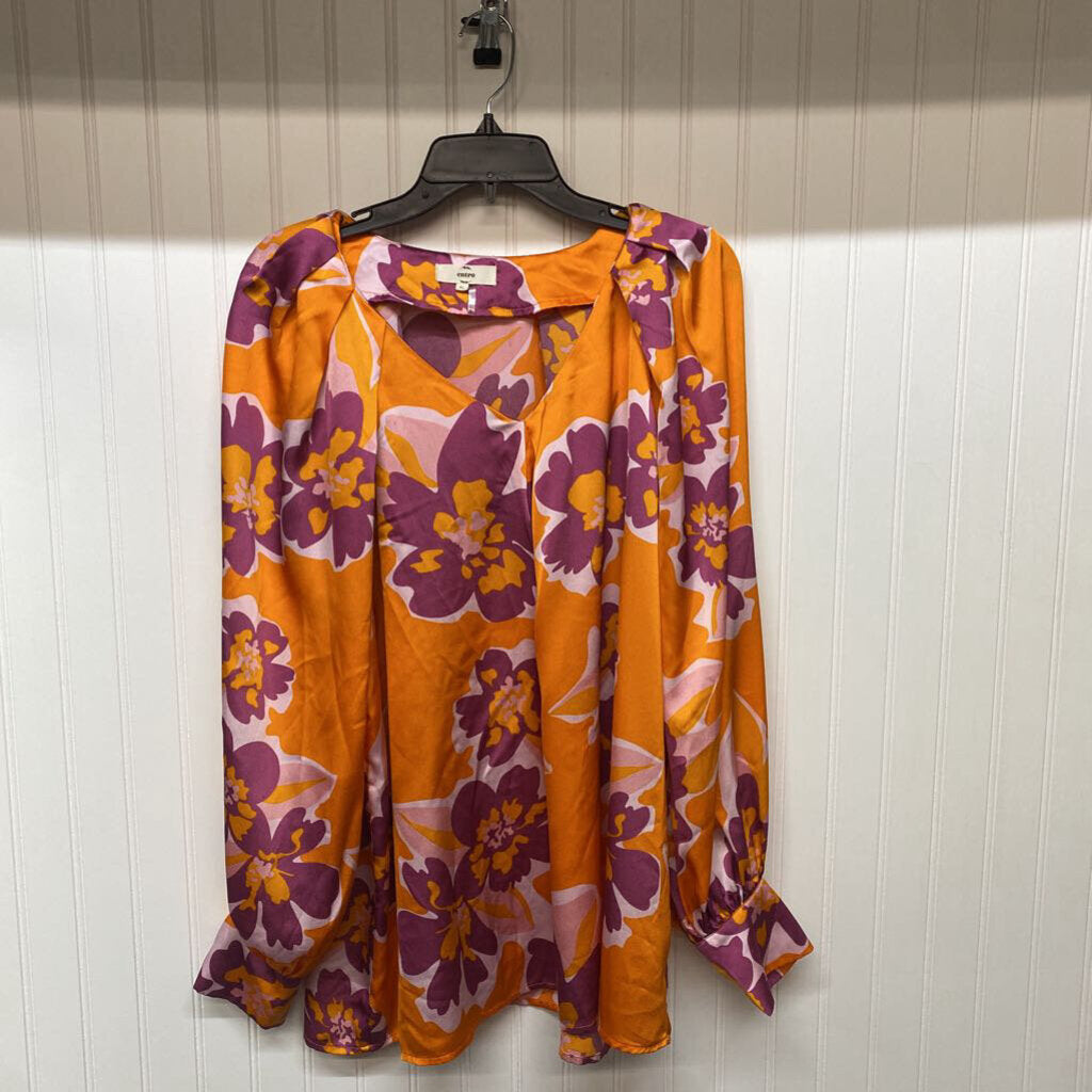 FLORAL SATIN LONG SLEEVED