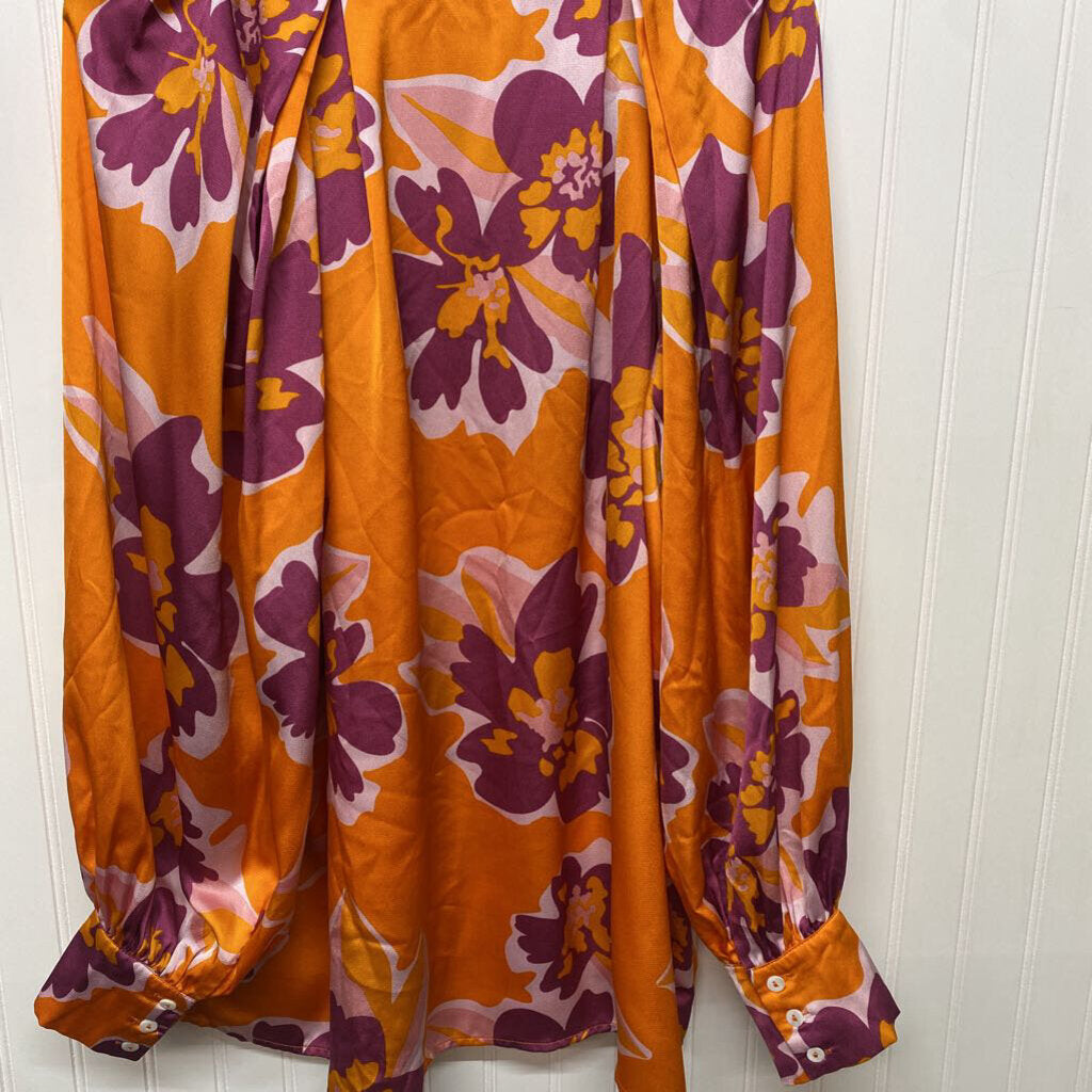 FLORAL SATIN LONG SLEEVED