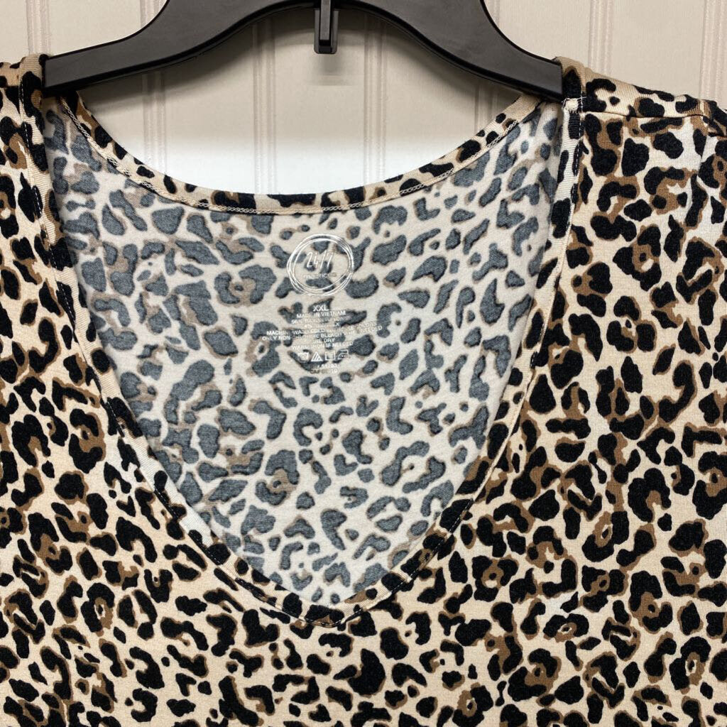 CHEETA PRINT V NECK
