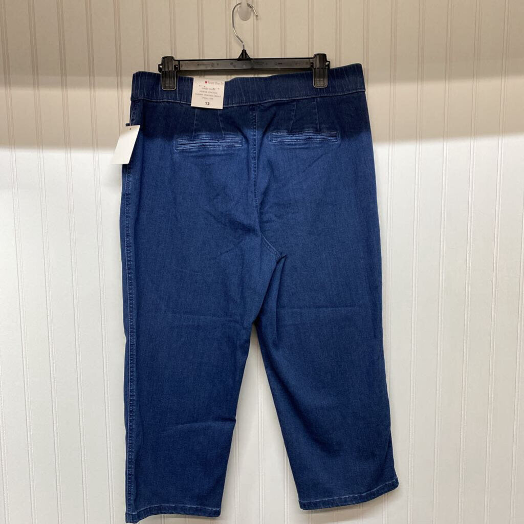 ELASTIC WAIST DENIM CAPRI