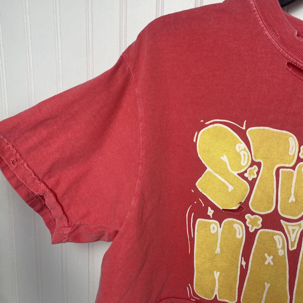 *LADIES CROP GRAPHIC TEE " STUPID HAPPY"
