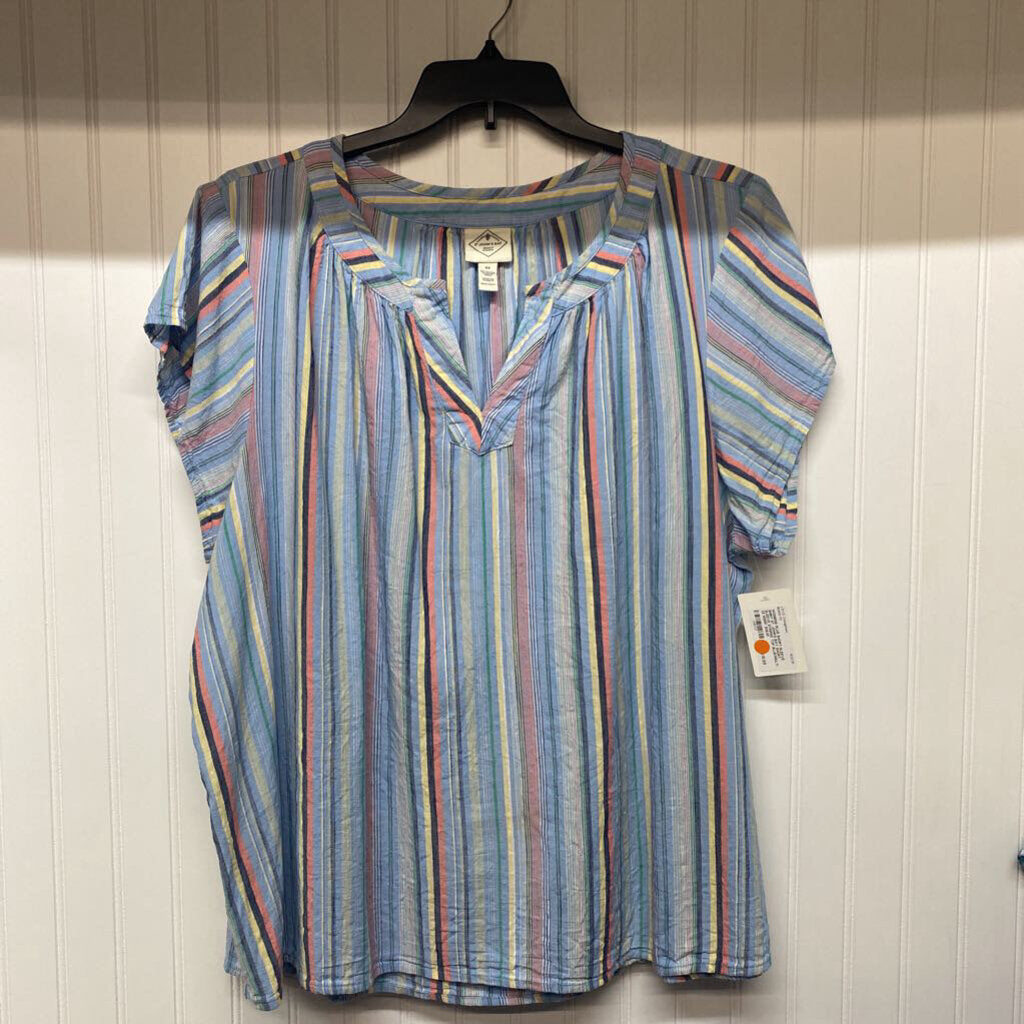 SHORT SLEEVE STRIPED TOP