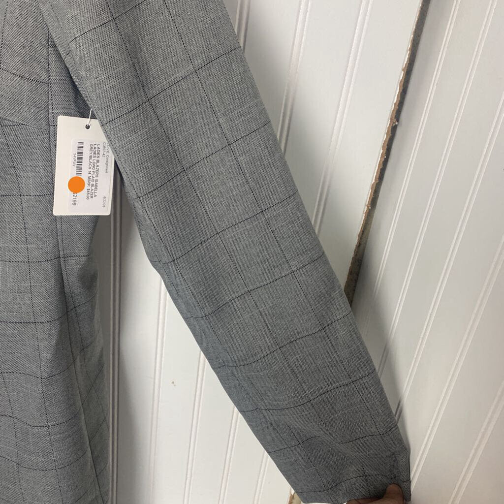 LADIES LONG PLAID BLAZER