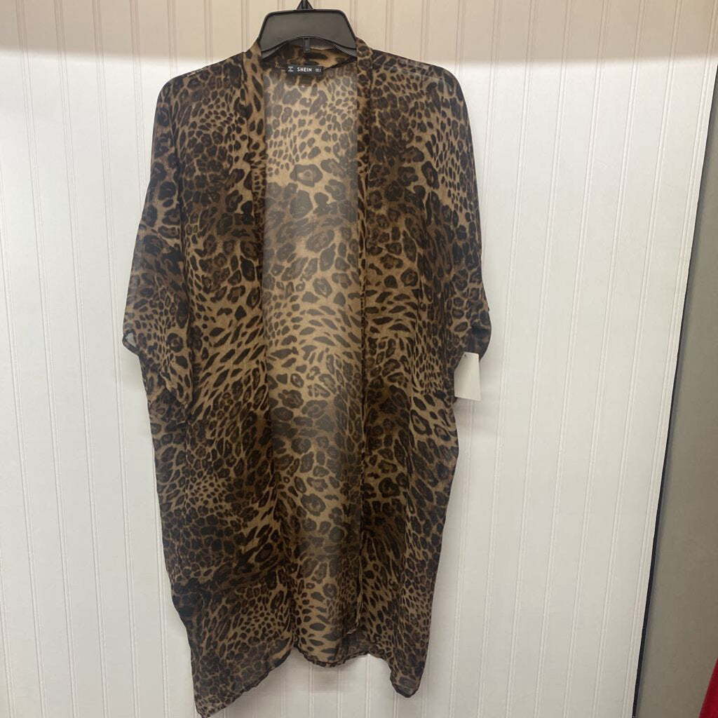 LEOPARD PRINT SHEER CARDIGAN