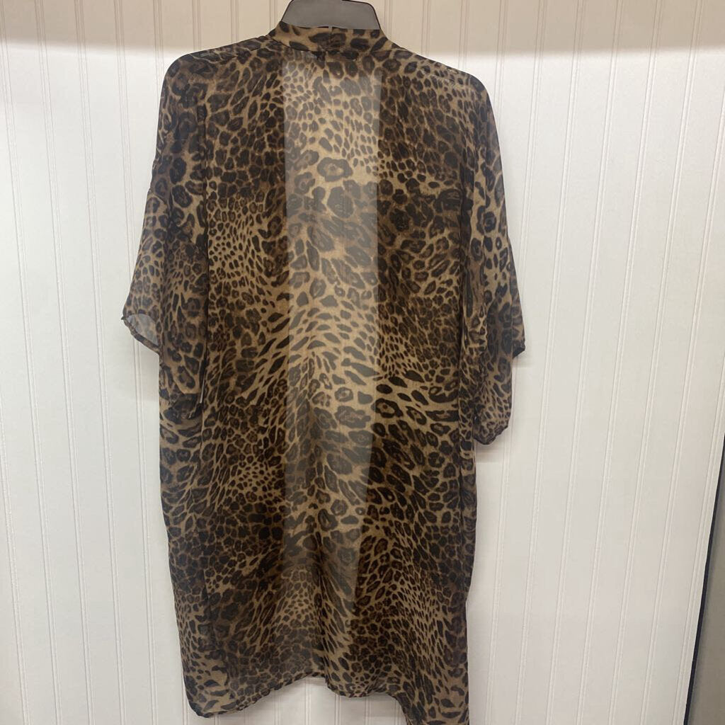 LEOPARD PRINT SHEER CARDIGAN