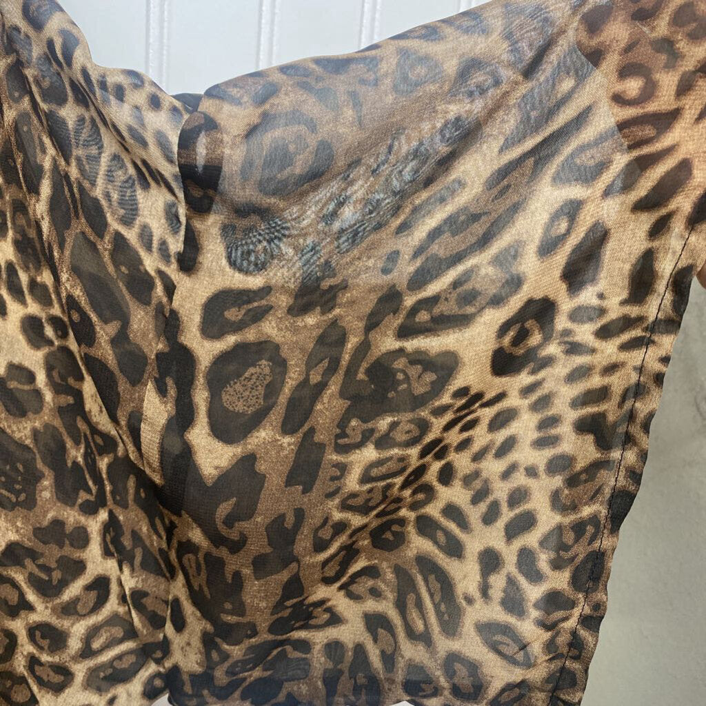 LEOPARD PRINT SHEER CARDIGAN