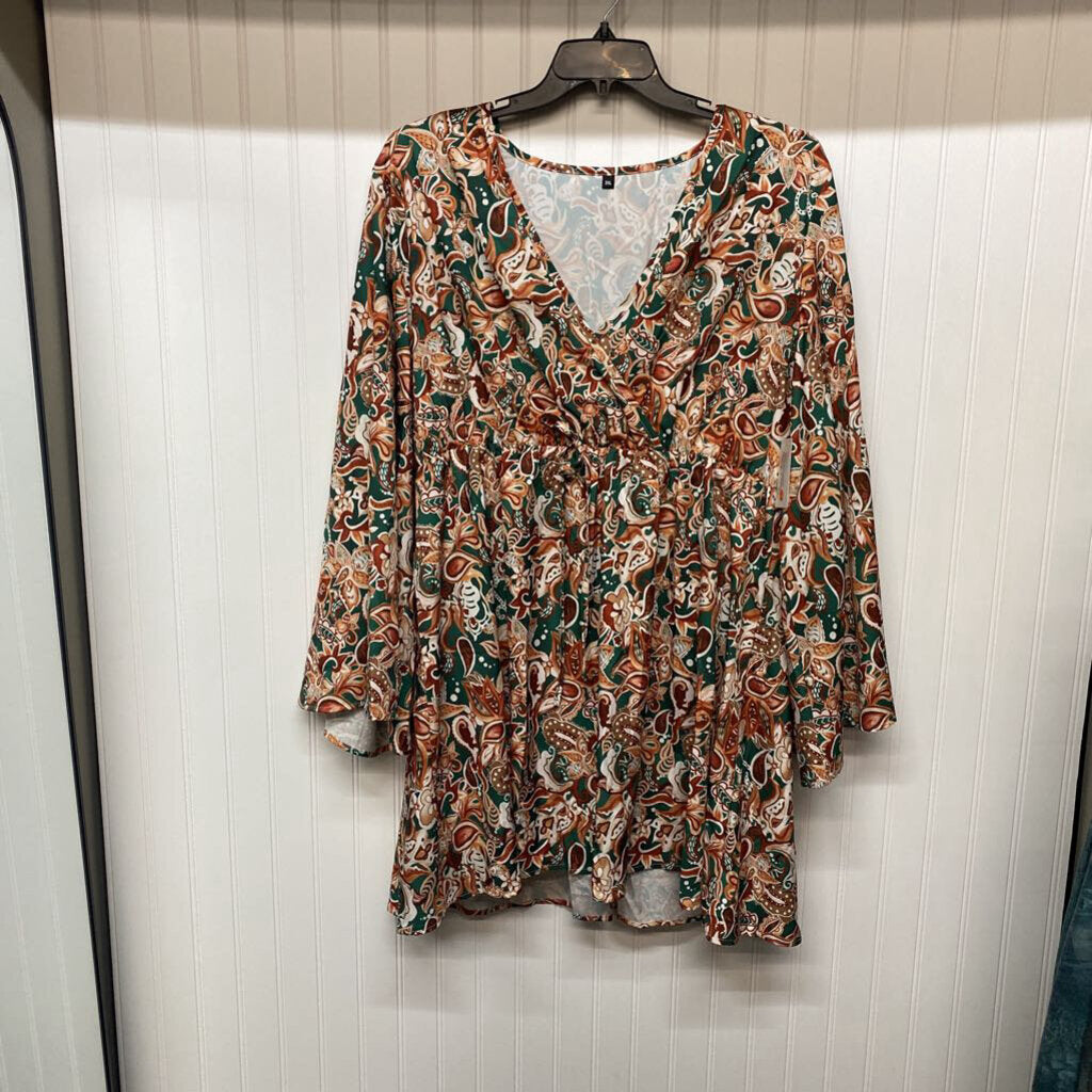 BROWN/TEAL SHORT DRESS