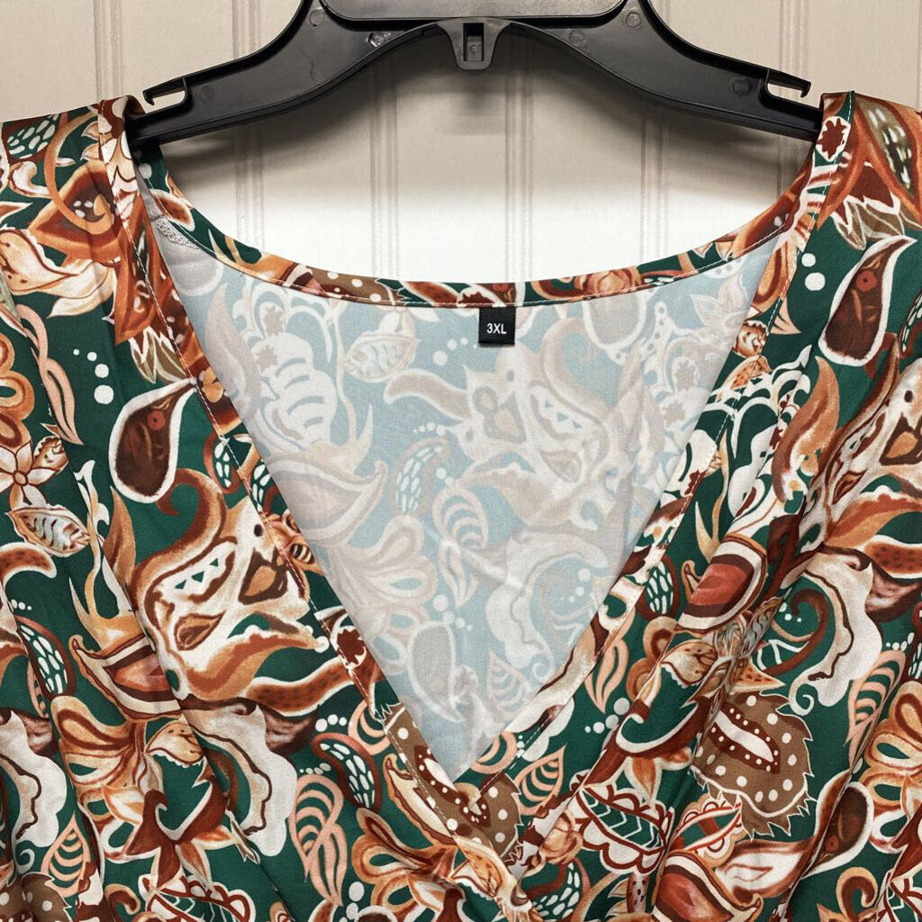BROWN/TEAL SHORT DRESS