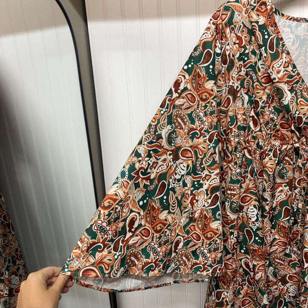 BROWN/TEAL SHORT DRESS