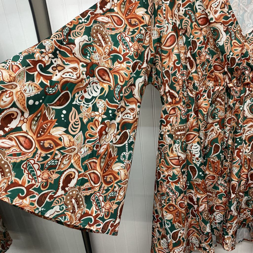 BROWN/TEAL SHORT DRESS