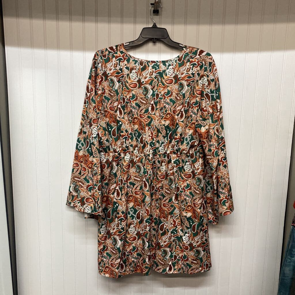 BROWN/TEAL SHORT DRESS